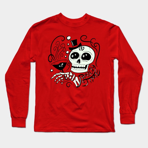 Party Skull Long Sleeve T-Shirt by LeMae Macabre